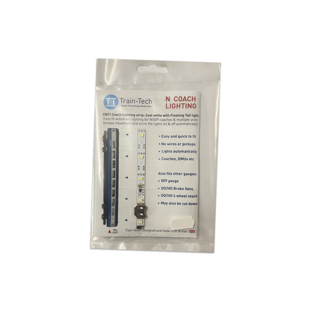 Train Tech CN21 N Gauge Automatic Coach Lighting - Cool White/ Flashing Tail Lig img