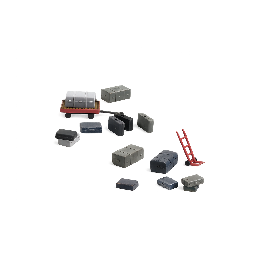 Peco 5174 N Gauge Luggage Trolleys and Sack Trucks (Require Painting) img