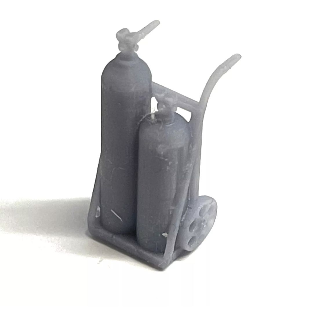 Digitrains 3D Printed Oxyacetylene Bottle Trollies, Scale: N Gauge