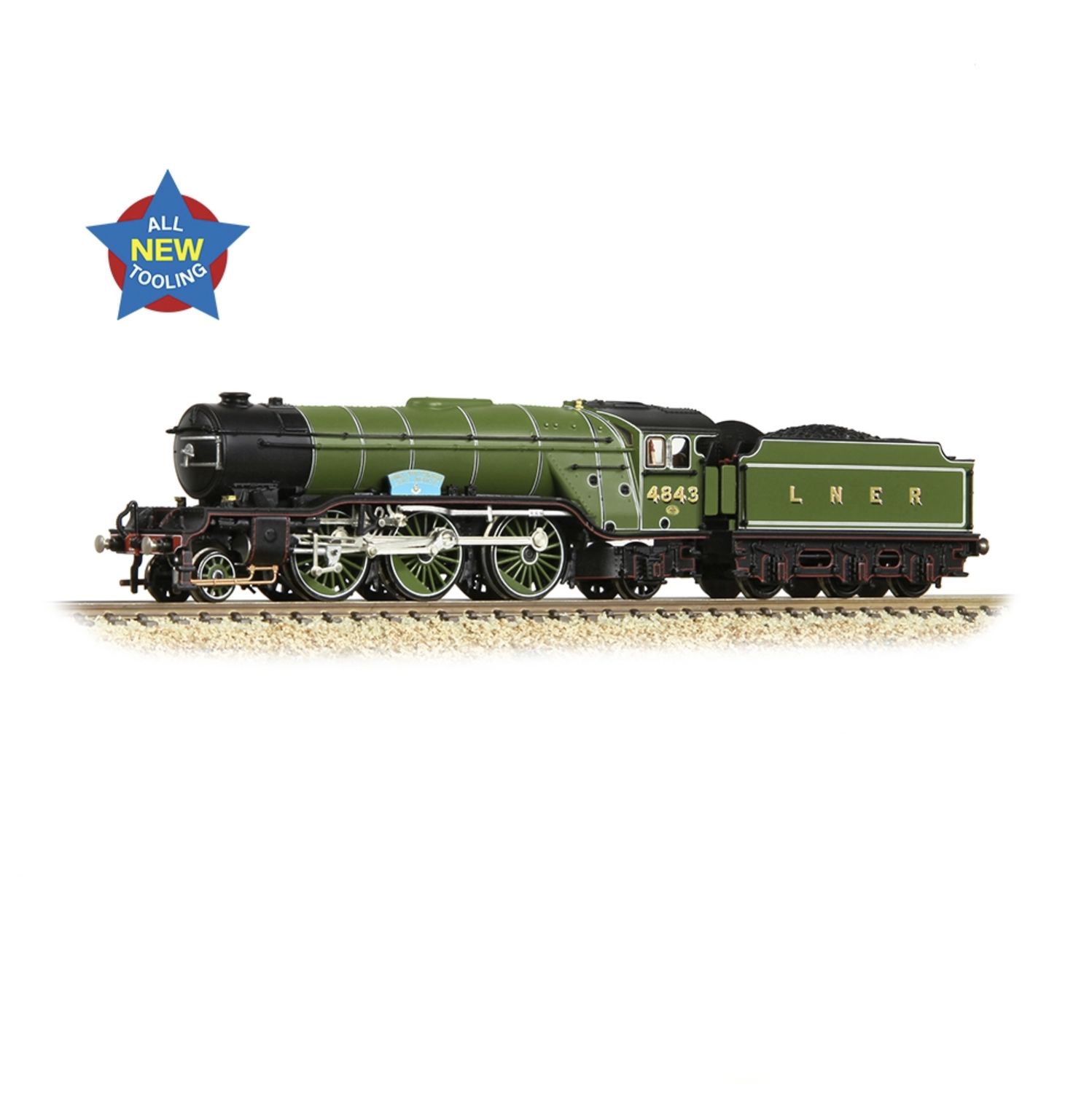 Graham Farish 372-611 N Gauge  LNER V2 'Kings Own Yorkshire Light Infantry' Lined Green