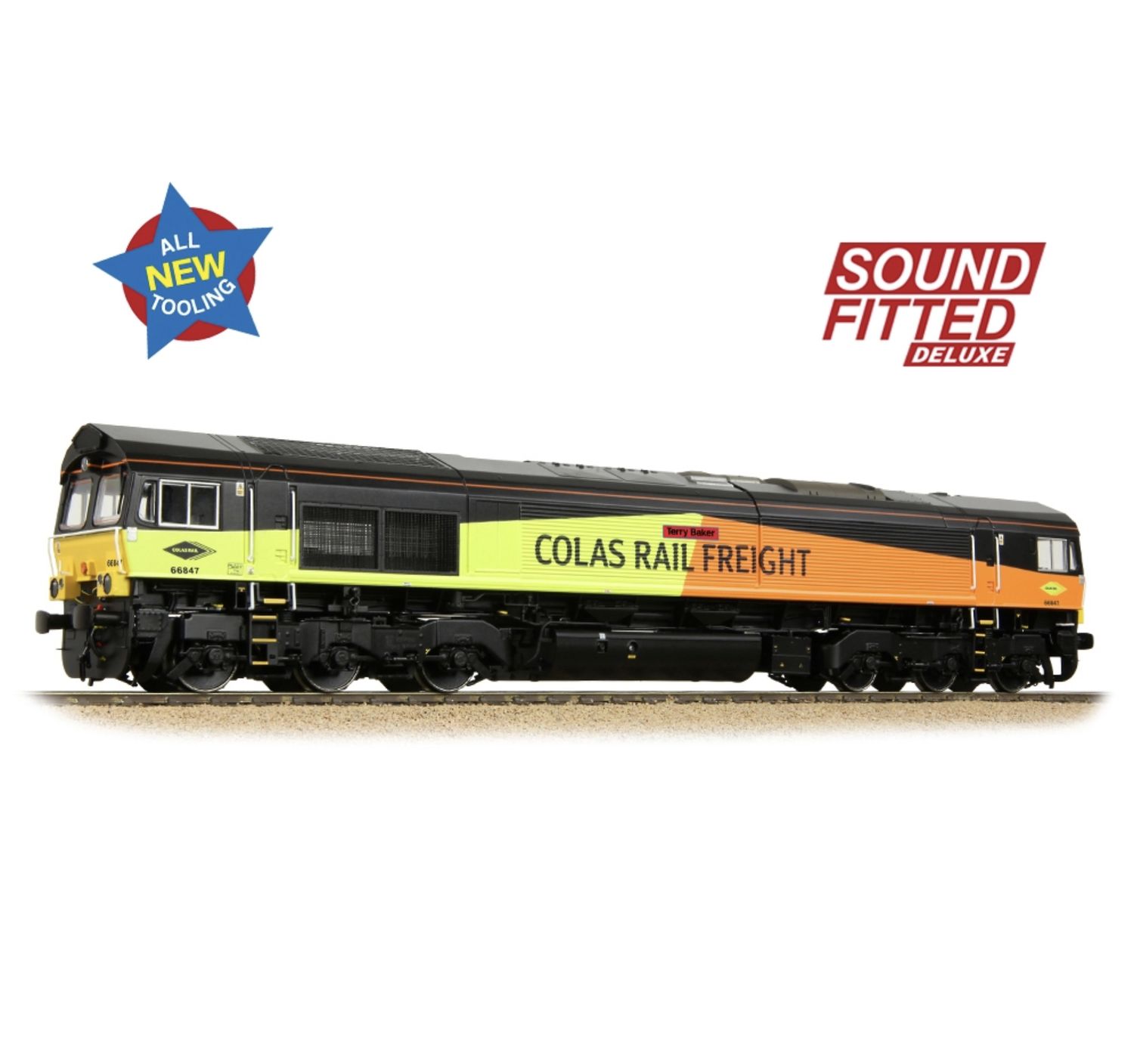 Bachmann 50-004SFX OO Gauge Class 66/8 'Terry Baker' Colas Rail Freight (Sound Fitted Deluxe)
