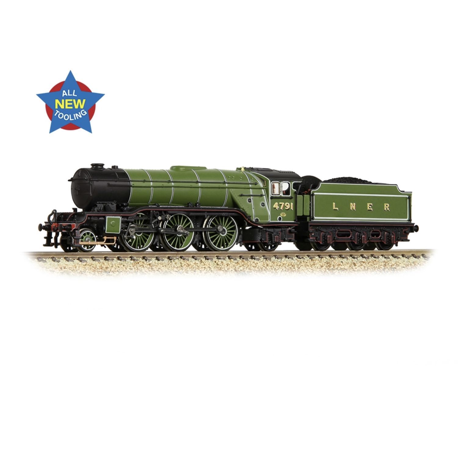 Graham Farish 372-610 N Gauge LNER V2 Lined Green
