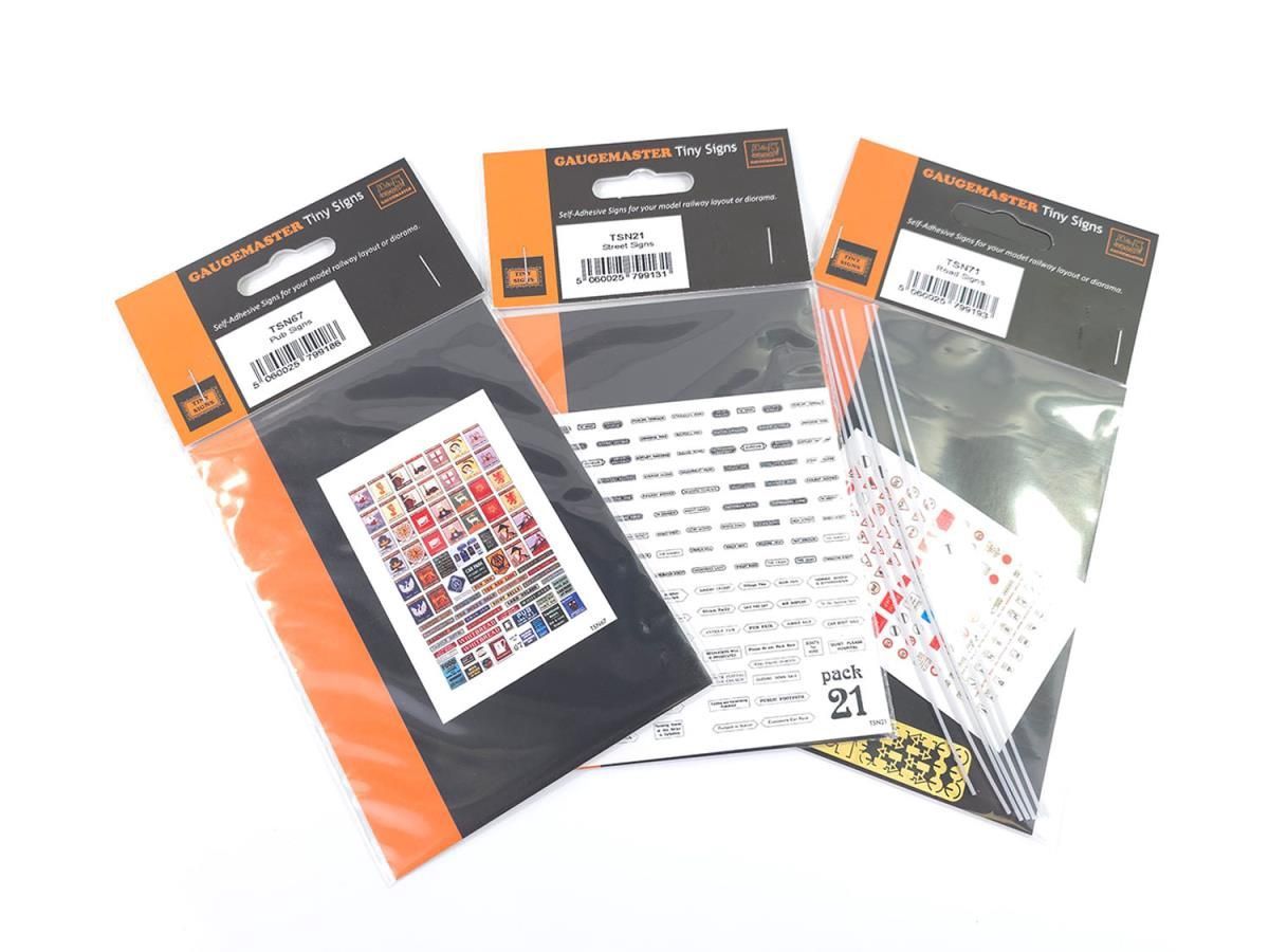 Gaugemaster Tiny Signs GMTS202 N Gauge Streets &amp; Buildings Signage Set