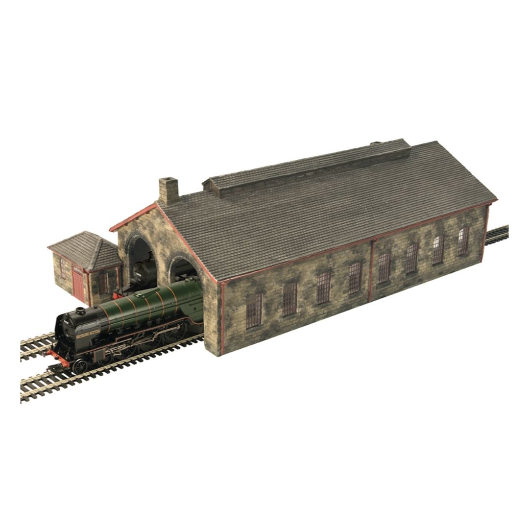 Bachmann 44-0157R OO Gauge Two Road Stone Engine Shed - Red