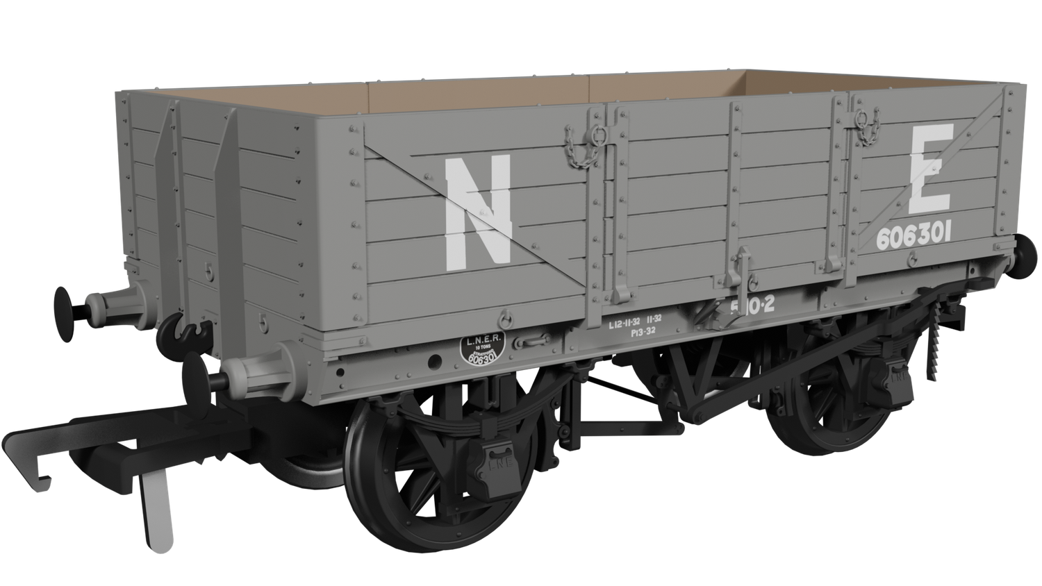 Rapido OO Gauge - 972010 - GER Dia.17 5-plank – LNER (pre-36) No.606301