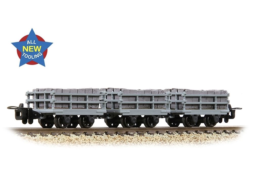 Bachmann 393-227 OO9 Dinorwic Slate Wagons w/sides 3-Pack Grey [WL]