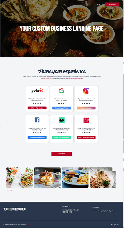 Mega Review Landing page