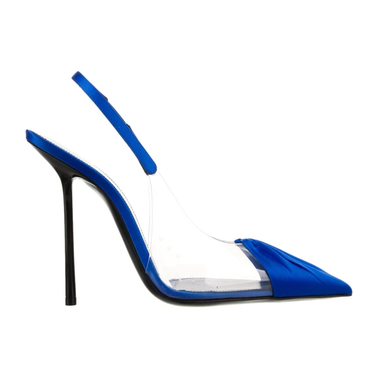 SAINT LAURENT SATIN BLUE CHICA 115 SLINGBACK HEELS, Size: EU 35