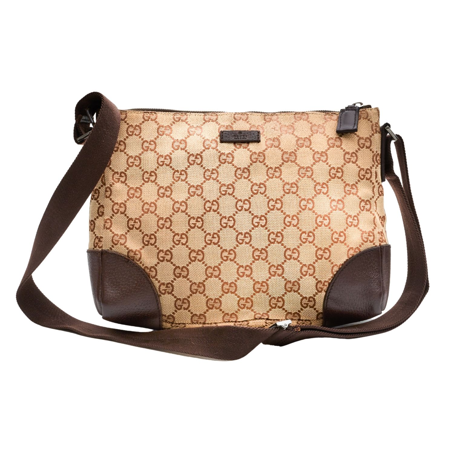 GUCCI MONOGRAM GG BEIGE CANVAS CROSSBODY BAG