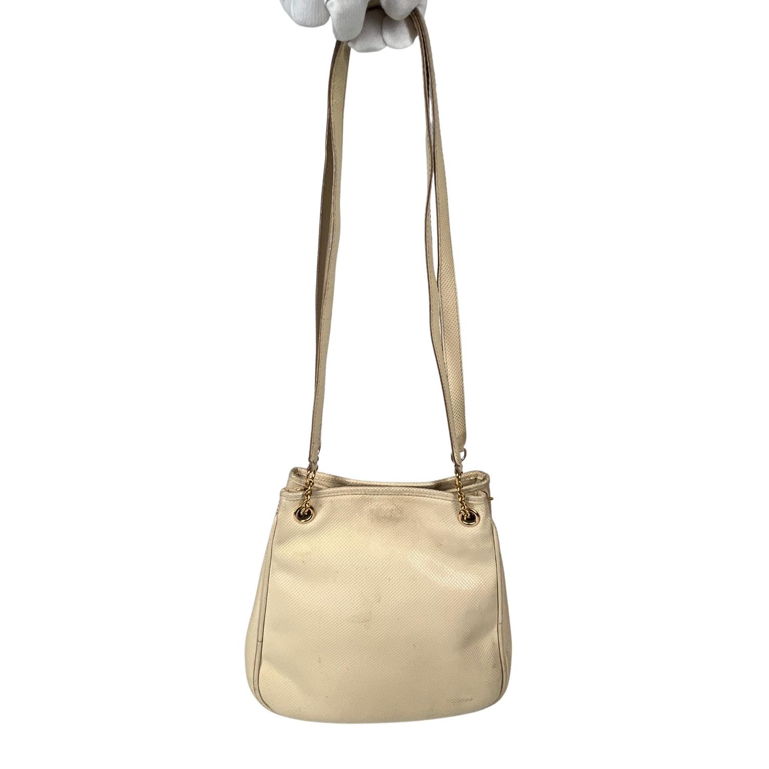 BOTTEGA VENETA VINTAGE CREAM LEATHER SHOULDER BAG