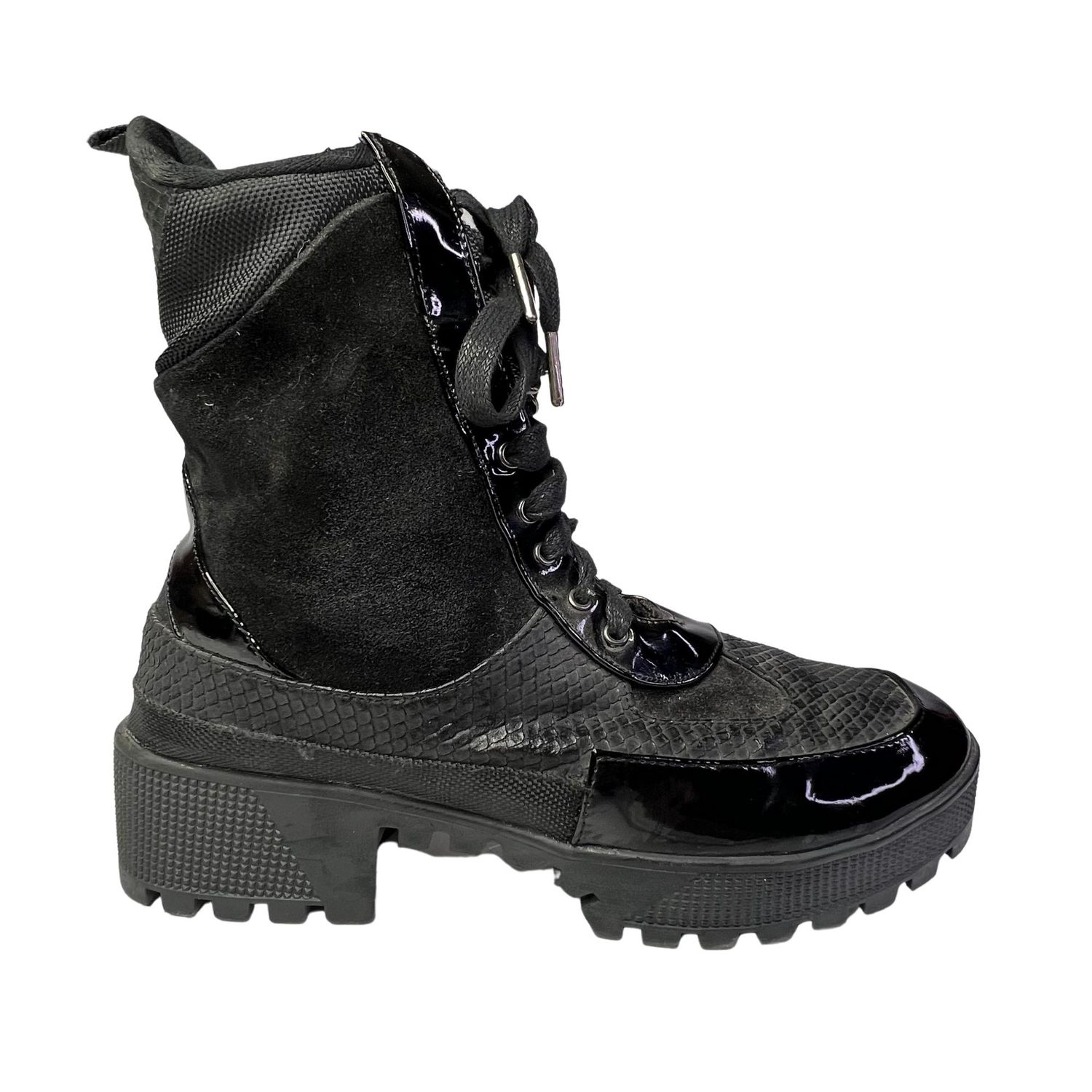 CAPE ROBBIN HIGH LACE UP BLACK COMBAT BOOTS (US 11)