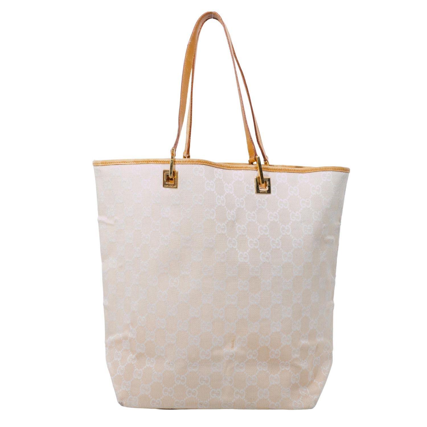 GUCCI VINTAGE BEIGE CANVAS GG MONOGRAM TOTE