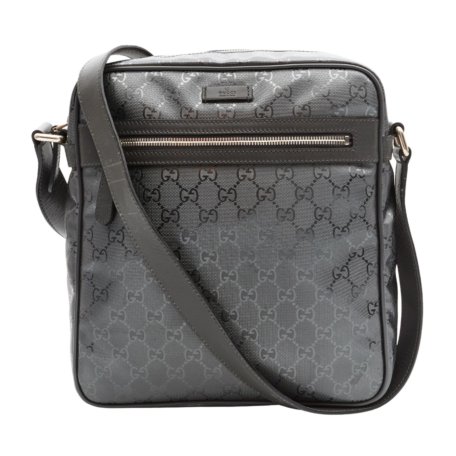 GUCCI IMPRIME MONOGRAM MEDIUM SILVER MESSENGER BAG $1800