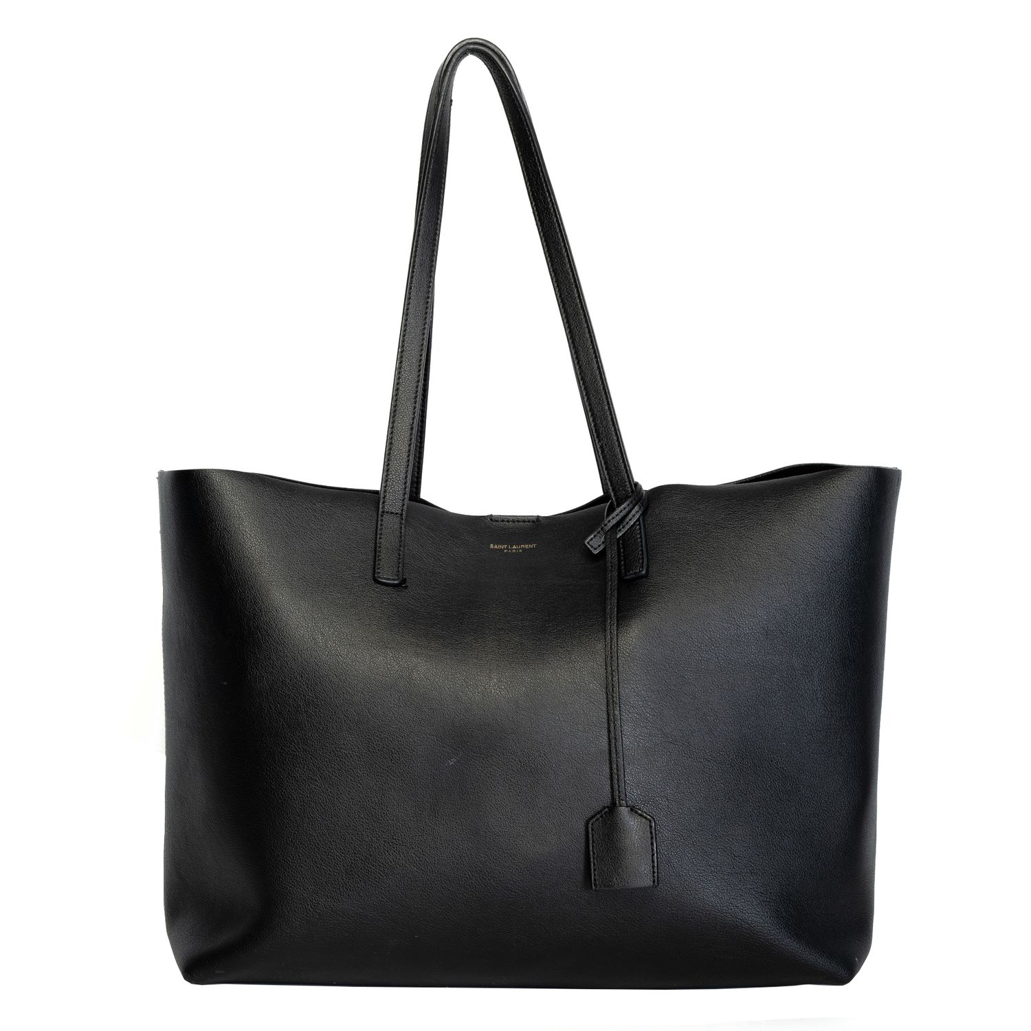 SAINT LAURENT SHOPPING BLACK LEATHER TOTE
