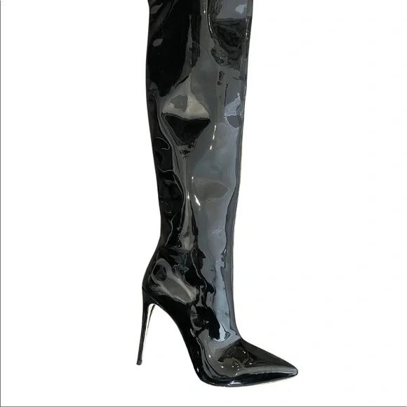 STAYD LEATHER PATENT BOOTS 39 BLACK $600