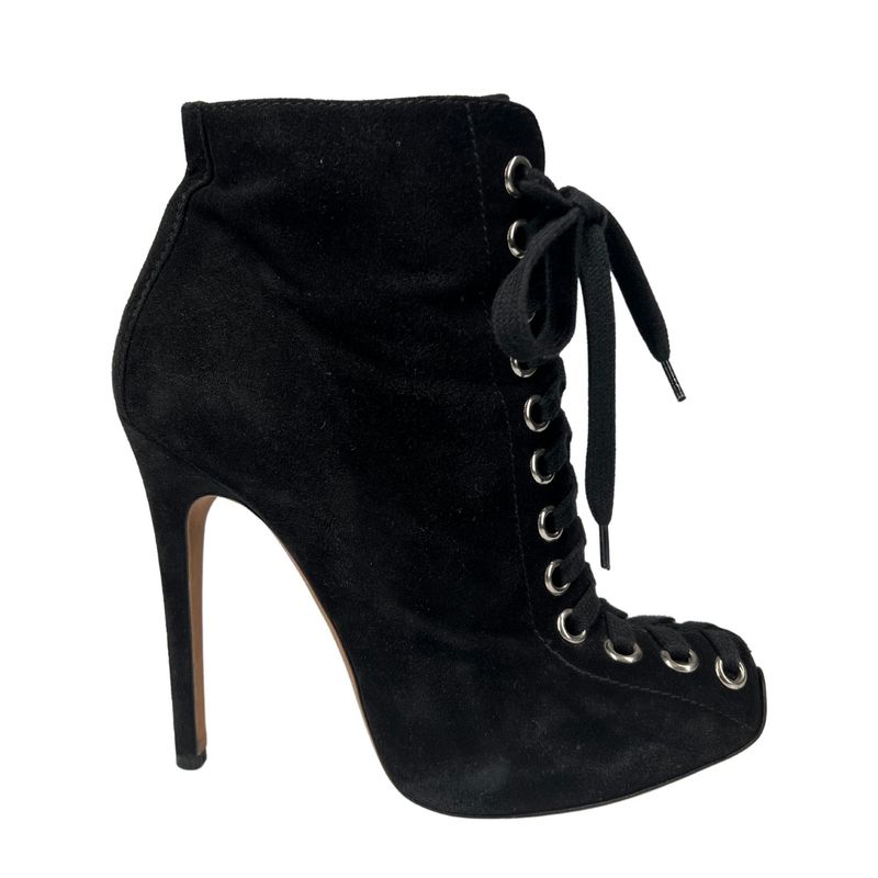 GIAMBATTISTA VALLI SUEDE BLACK LACE UP BOOTIE (EU 37.5)