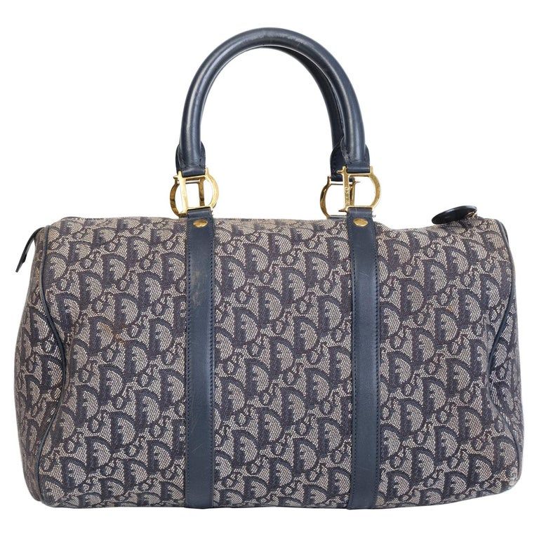 DIOR VINTAGE NAVY OBLIQUE BOSTON 35 (CIRCA 2000)