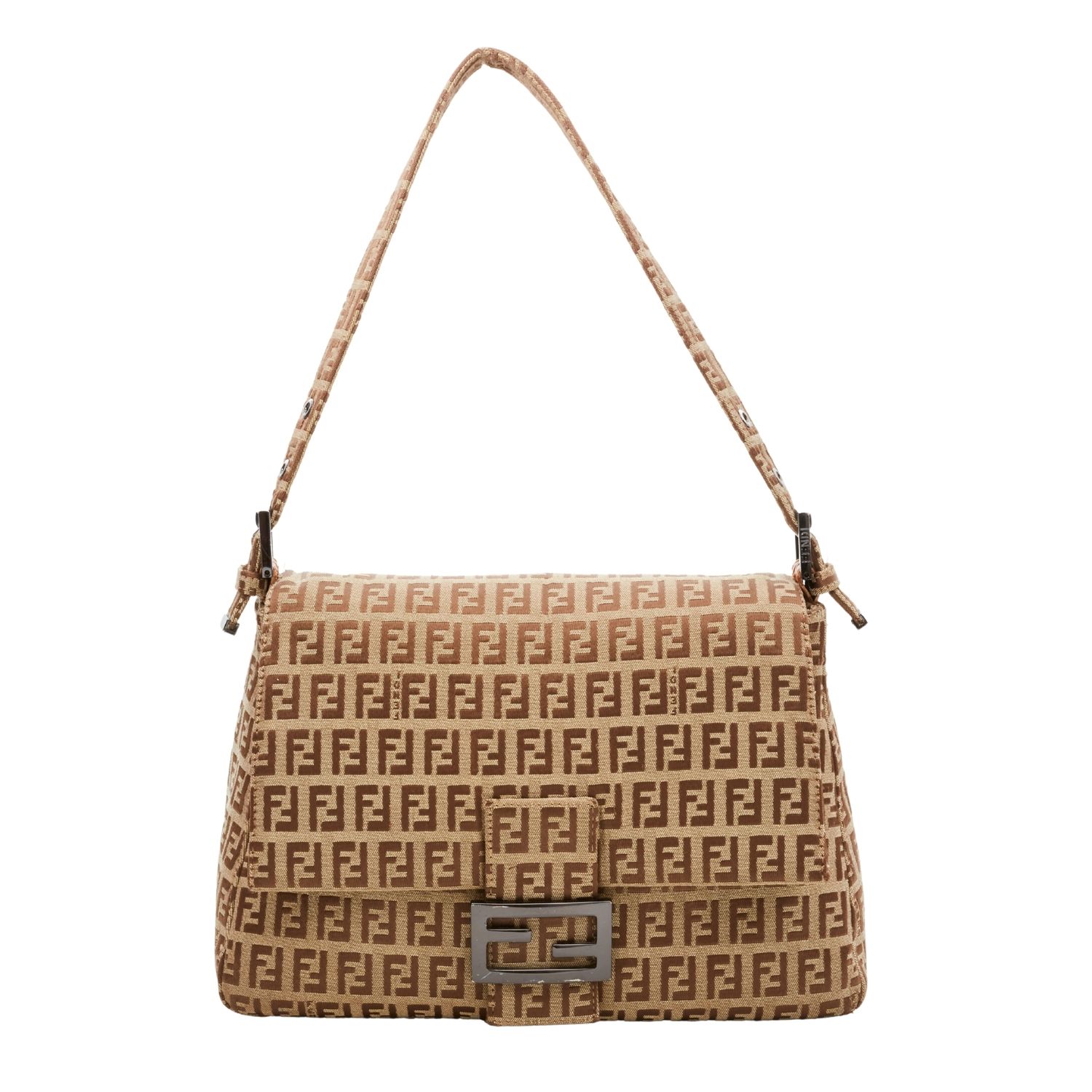 FENDI VINTAGE MAMA BAGUETTE ZUCHINO BEIGE SHOULDER BAG