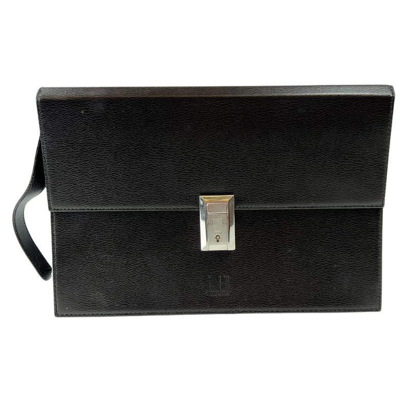 DUNHILL BROWN LEATHER WRISTLET CLUTCH BAG