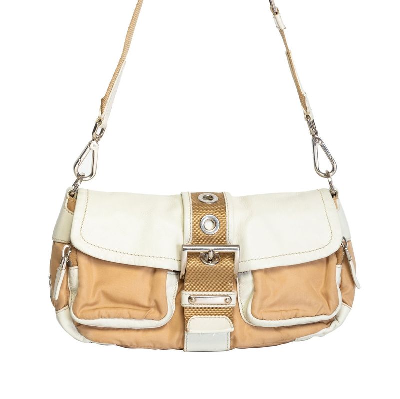 PRADA VINTAGE TESSUTO BUCKLE BEIGE CROSSBODY BAG