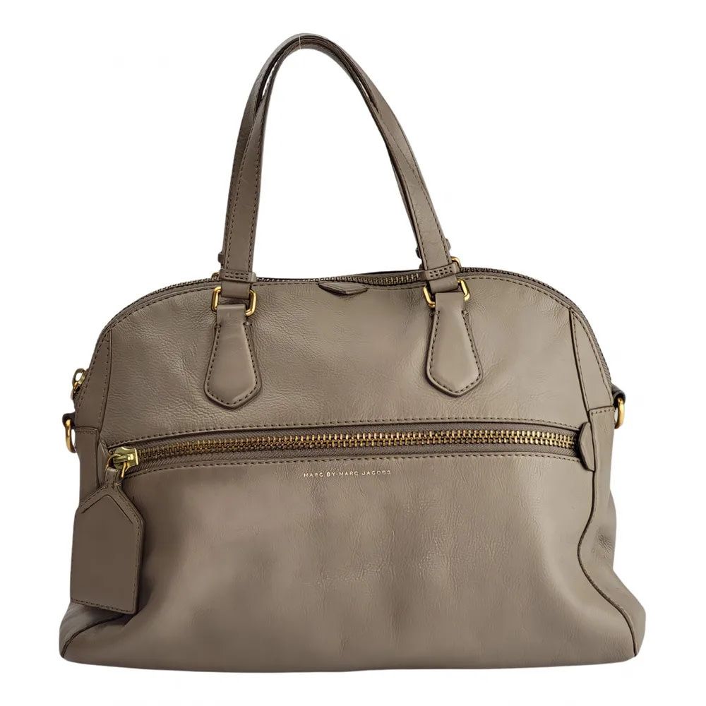 MARC BY MARC JACOBS LARGE LEATHER BOWLING BAG - TAUPE