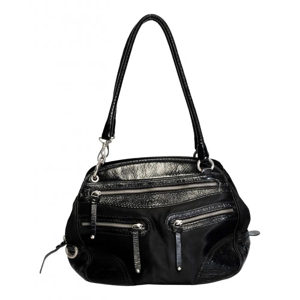 HOGAN BLACK LEATHER AND NYLON SHOULDER BAG