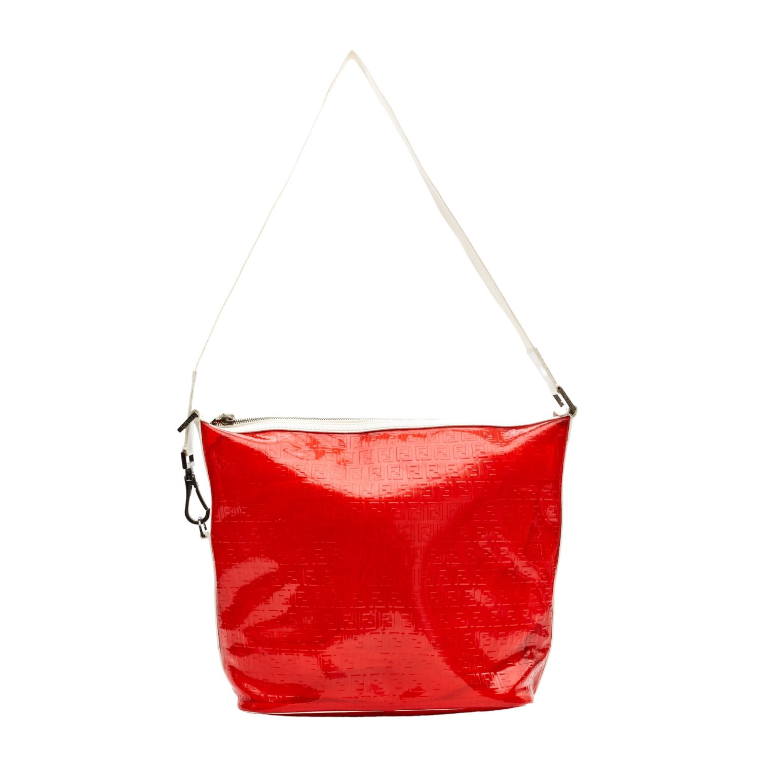 FENDI RED PVC TRANSPARENT ZUCCA SHOULDER BAG