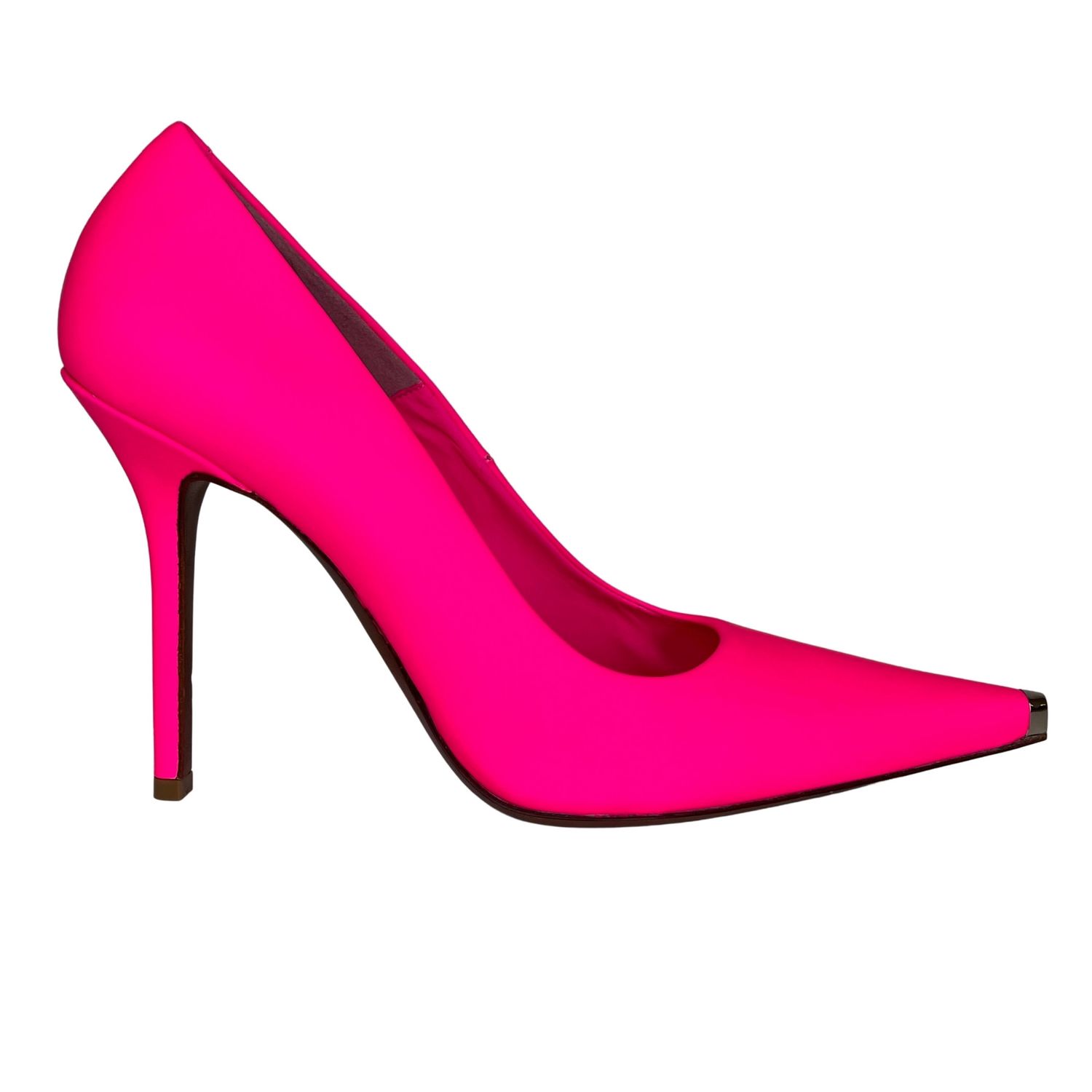 VETEMENTS RUBBERIZED LEATHER FLOURESCENT DECOLLETE PINK HEELS (39 EU)