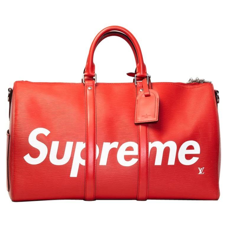 LOUIS VUITTON X SUPREME LIMITED EDITION RED EPI DUFFLE KEEPALL 45
