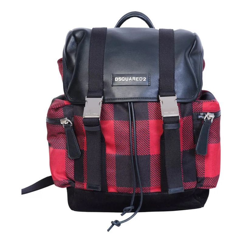 DSQUARED2 BLACK/RED PLAID BACKPACK