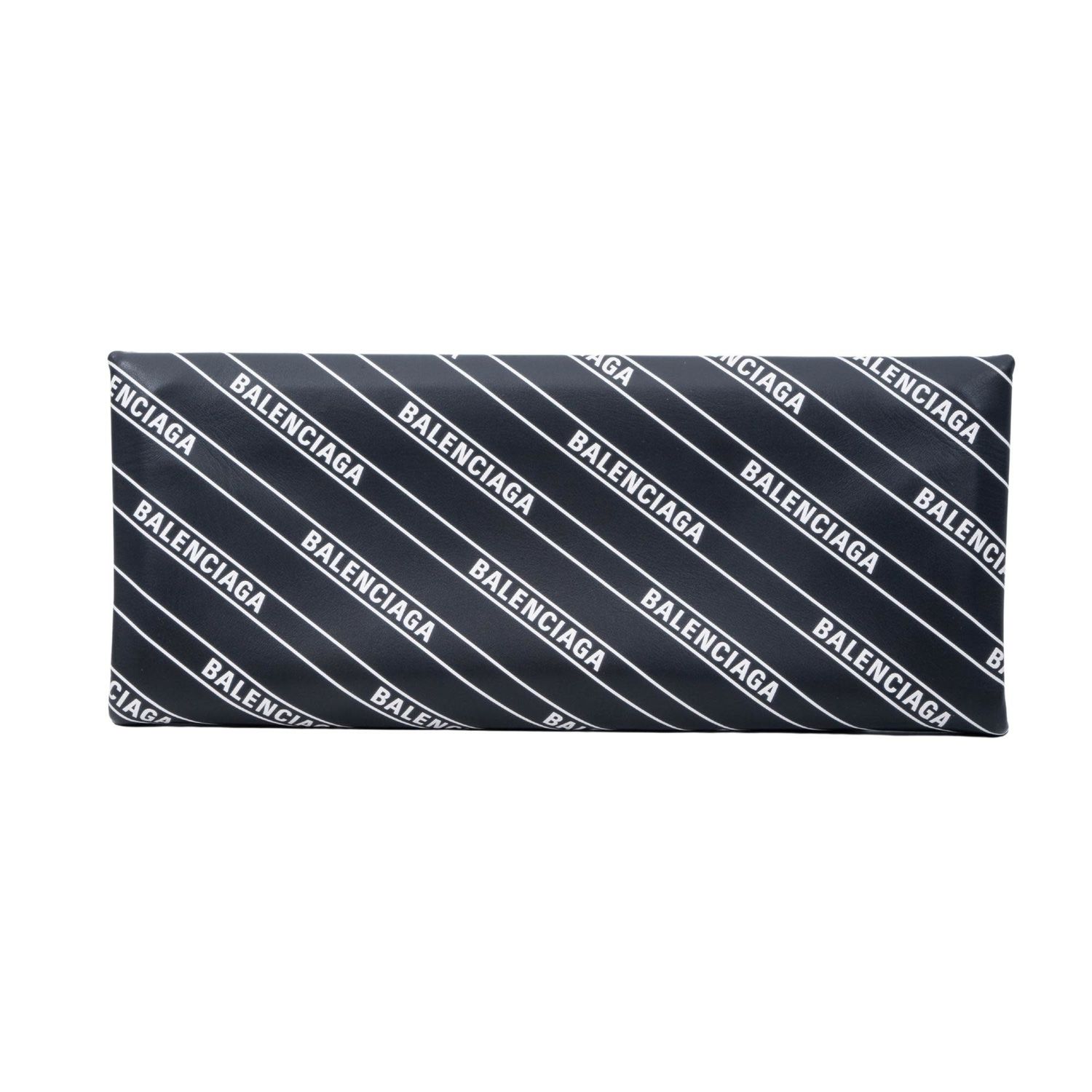 BALENCIAGA ALL OVER LOGO HARD FOLDED POCHETTE CLUTCH