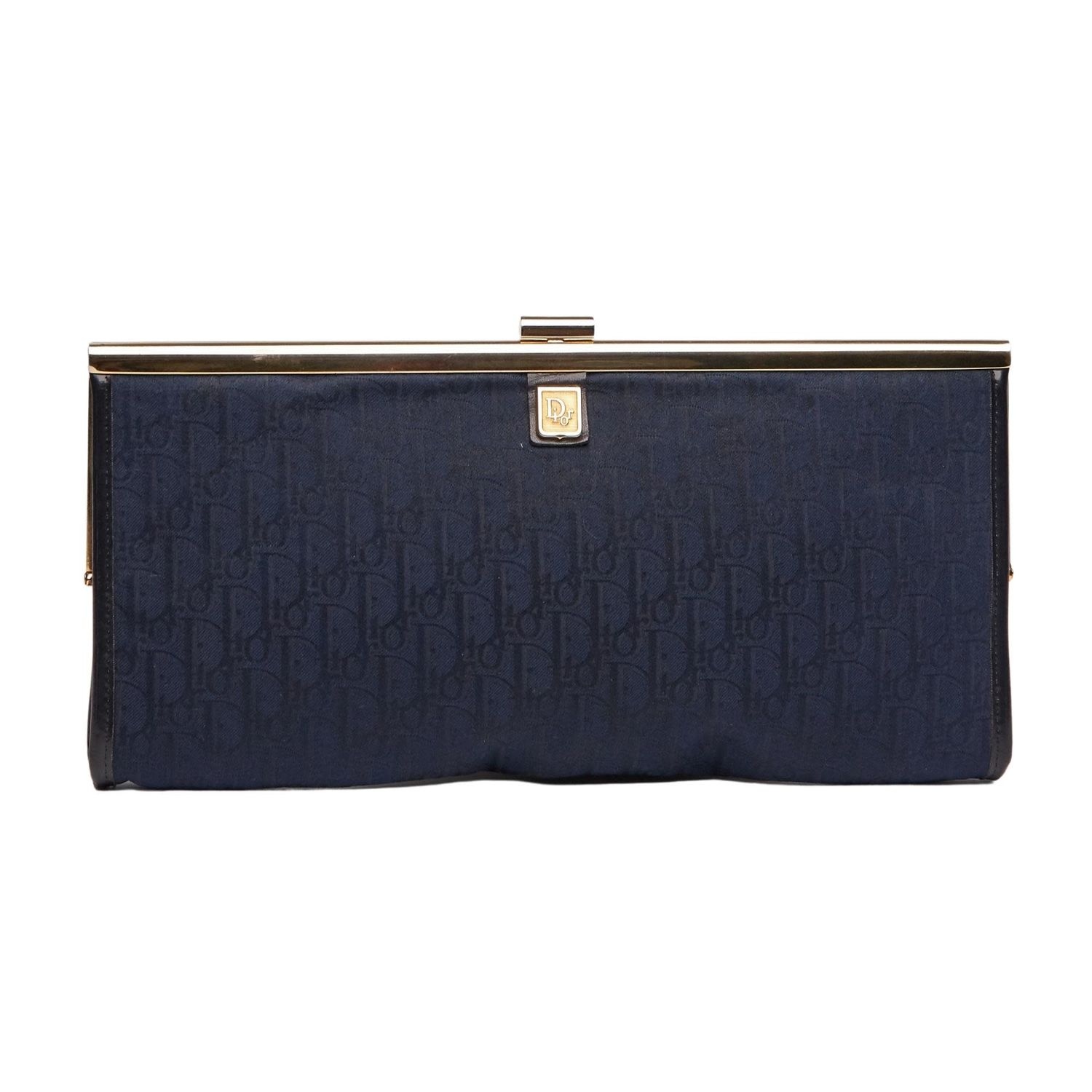 DIOR VINTAGE DENIM NAVY TROTTER CLUTCH