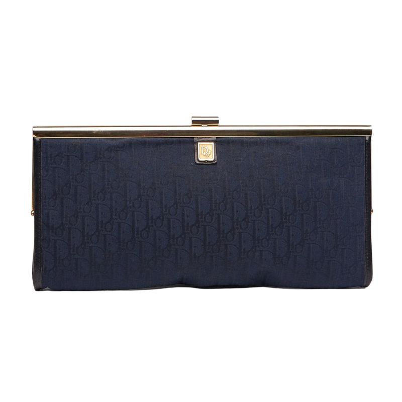 DIOR VINTAGE DENIM NAVY TROTTER CLUTCH