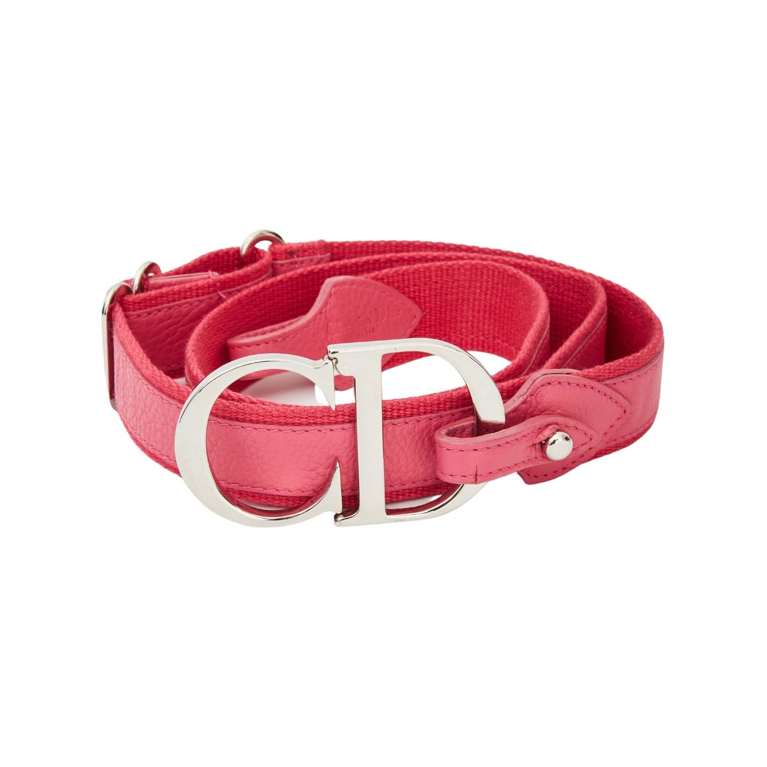 DIOR VINTAGE PINK LEATHER CD LOGO ADJUSTABLE BELT (27-38”) 2005