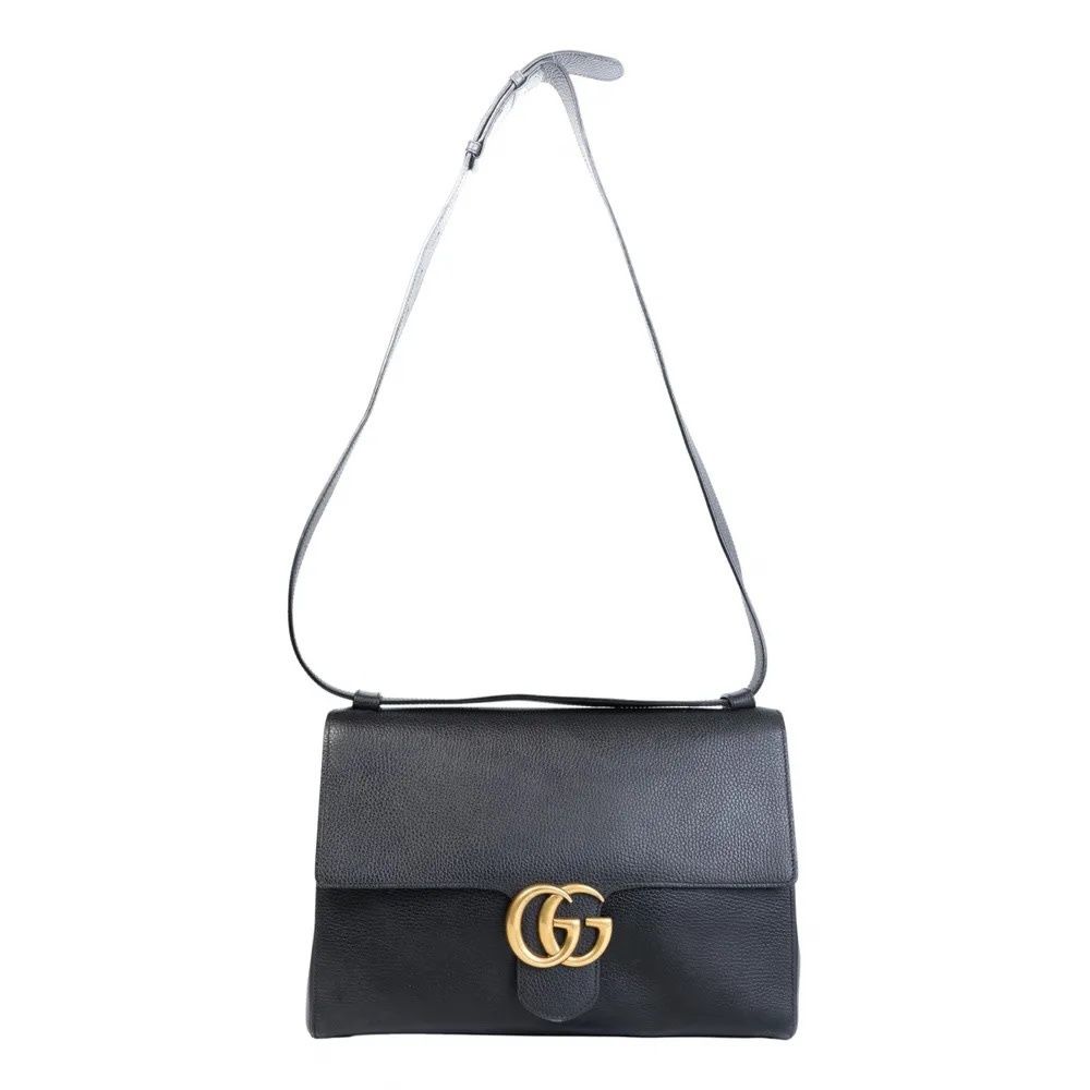 GUCCI BLACK CALFSKIN GG MARMONT MESSENGER BAG