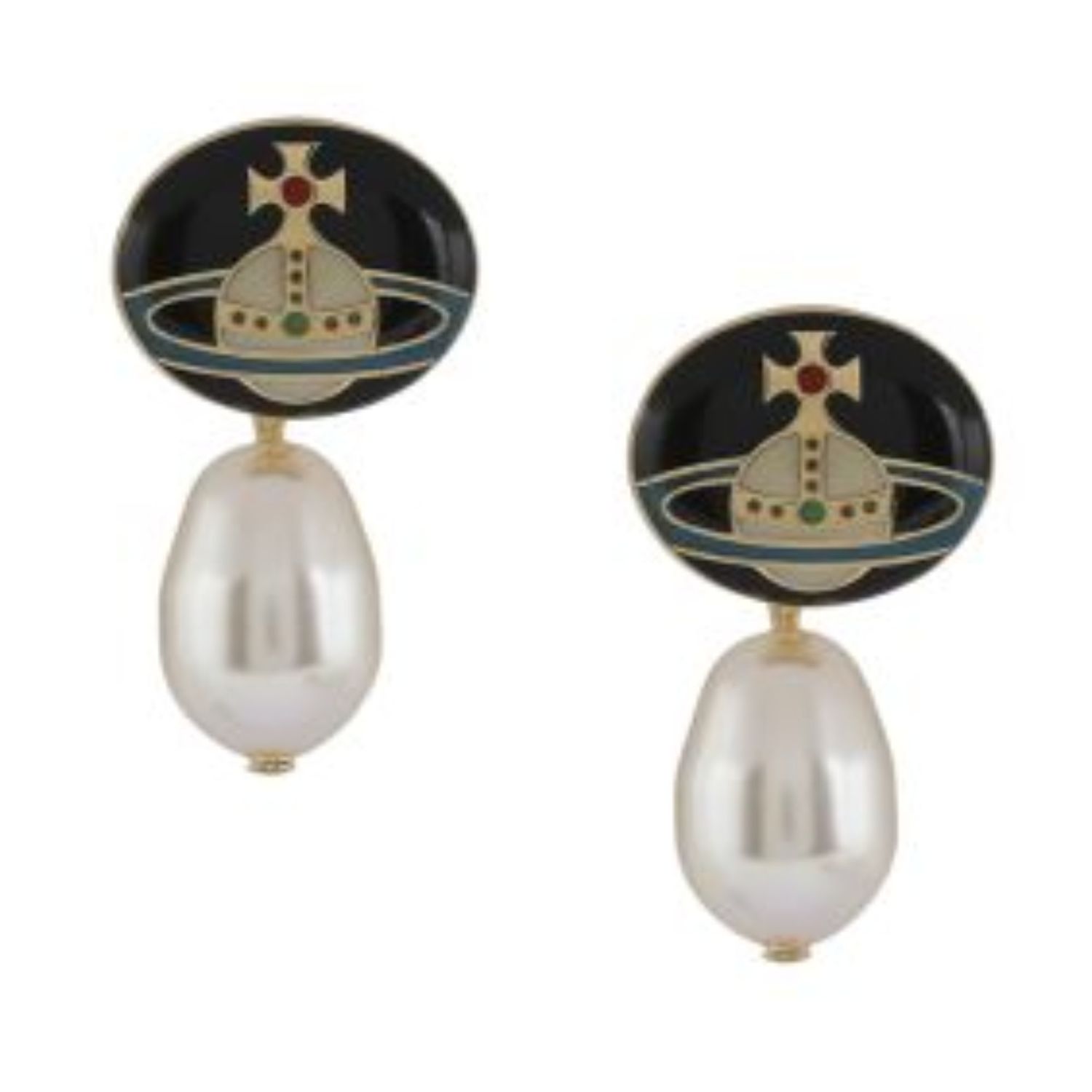 VIVIENNE WESTWOOD LOELIA PEARL DROP EARRINGS BLACK