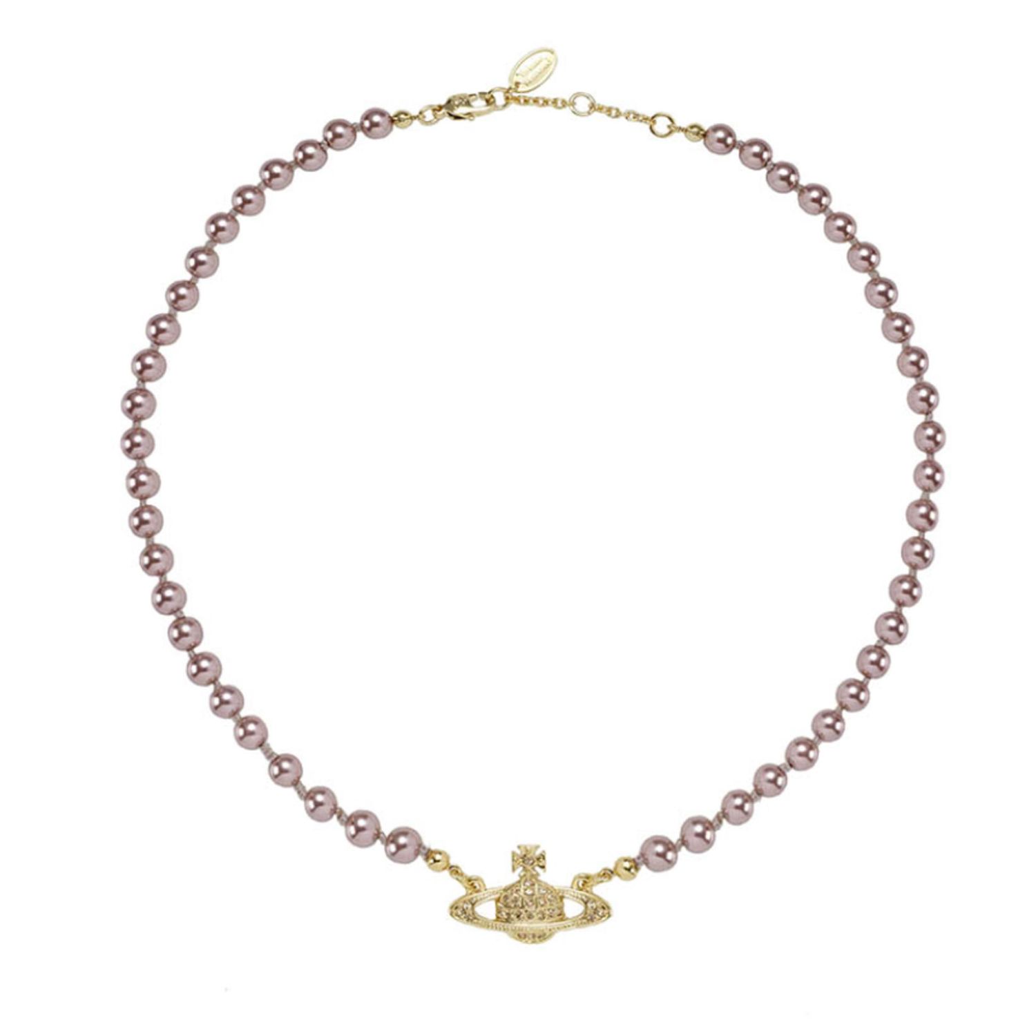 VIVIENNE WESTWOOD MINI BAS RELIEF PEARL ORB CHOKER ROSE GOLD