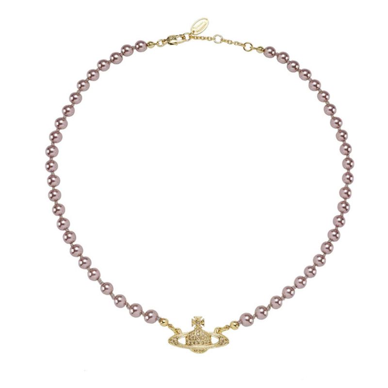 VIVIENNE WESTWOOD MINI BAS RELIEF PEARL ORB CHOKER ROSE GOLD