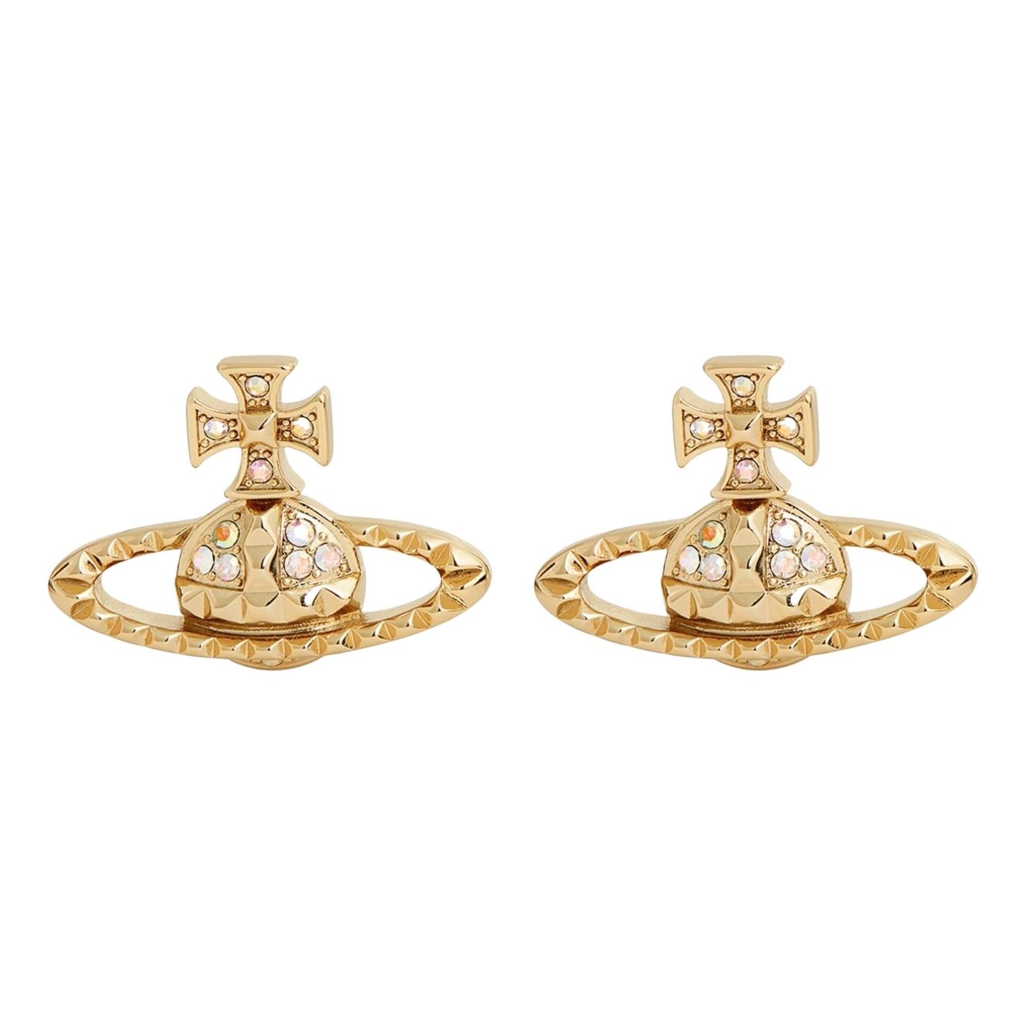 VIVIENNE WESTWOOD MAYFAIR BAS RELIEF ORB EARRINGS GOLD