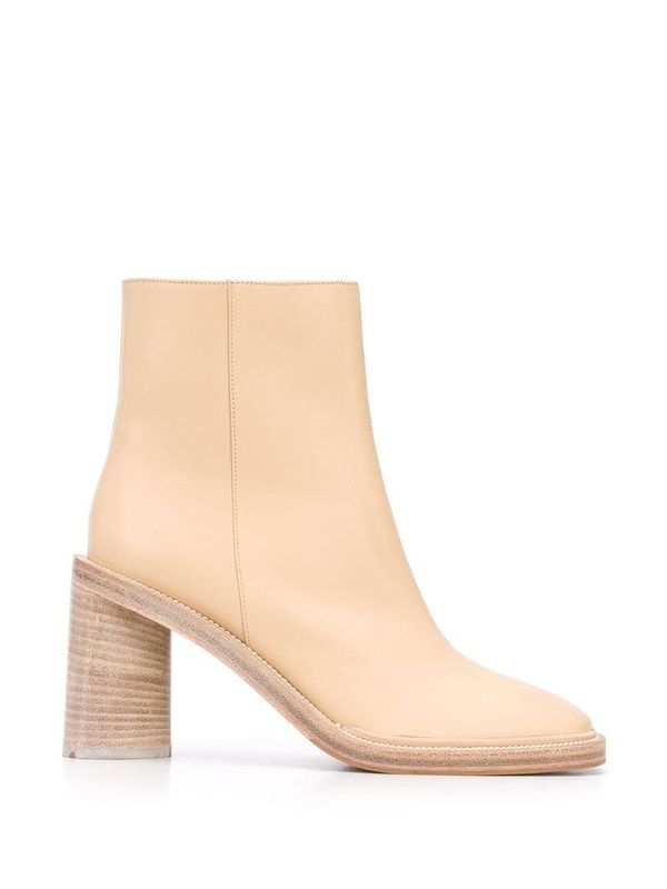 ACNE STUDIOS BEIGE LEATHER BLOCK HEEL BOOT (38 EU)