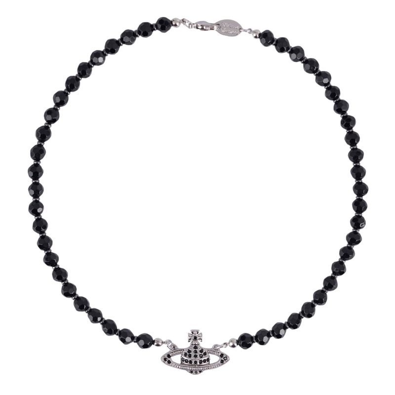 VIVIENNE WESTWOOD MINI BAS RELIEF PEARL ORB CHOKER BLACK