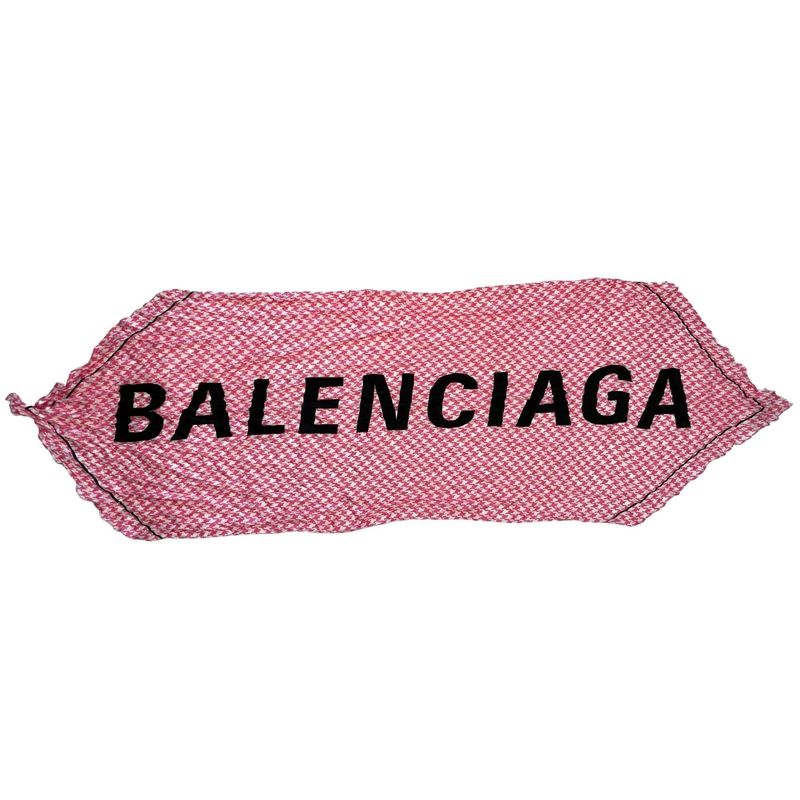 BALENCIAGA HOUNDSTOOTH CHECK PINK LOGO SILK SCARF (692032)