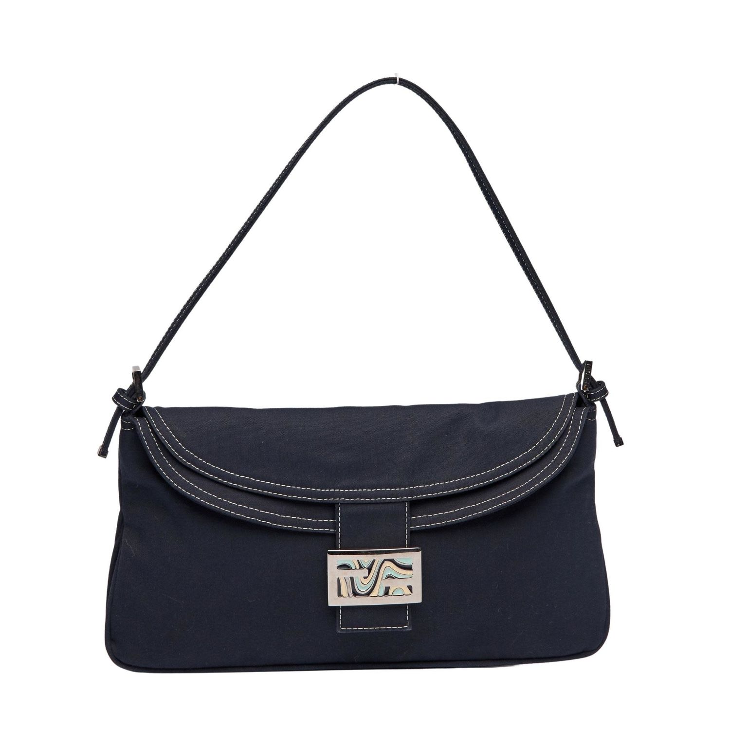 FENDI NAVY DENIM COTTON  X PUCCI BAGUETTE BAG RARE