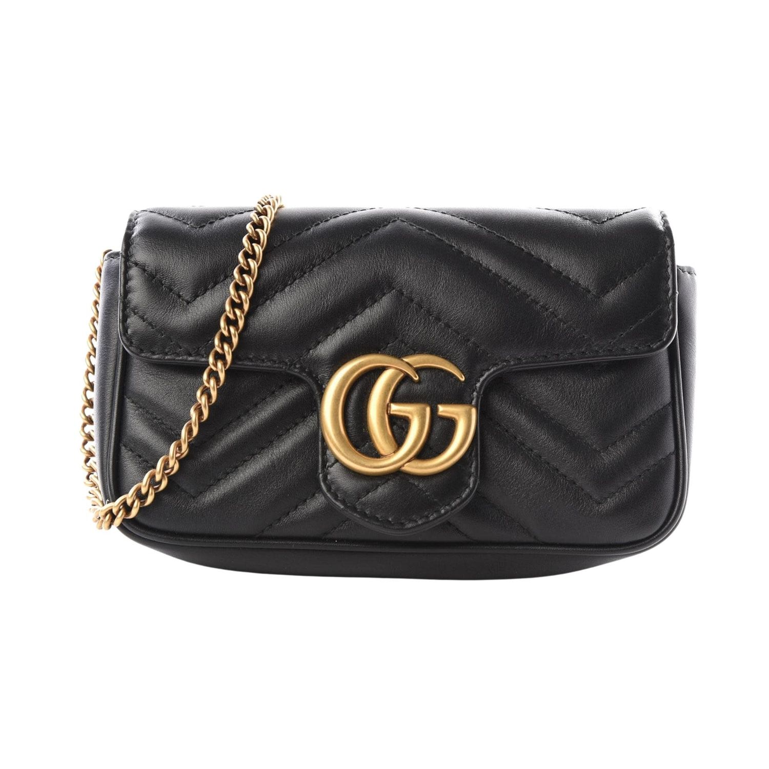 GUCCI GG MARMONT SUPER MINI SHOULDER FLAP BAG BLACK