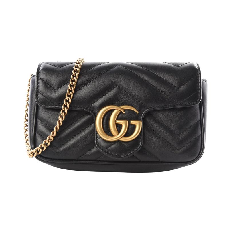GUCCI GG MARMONT SUPER MINI SHOULDER FLAP BAG BLACK