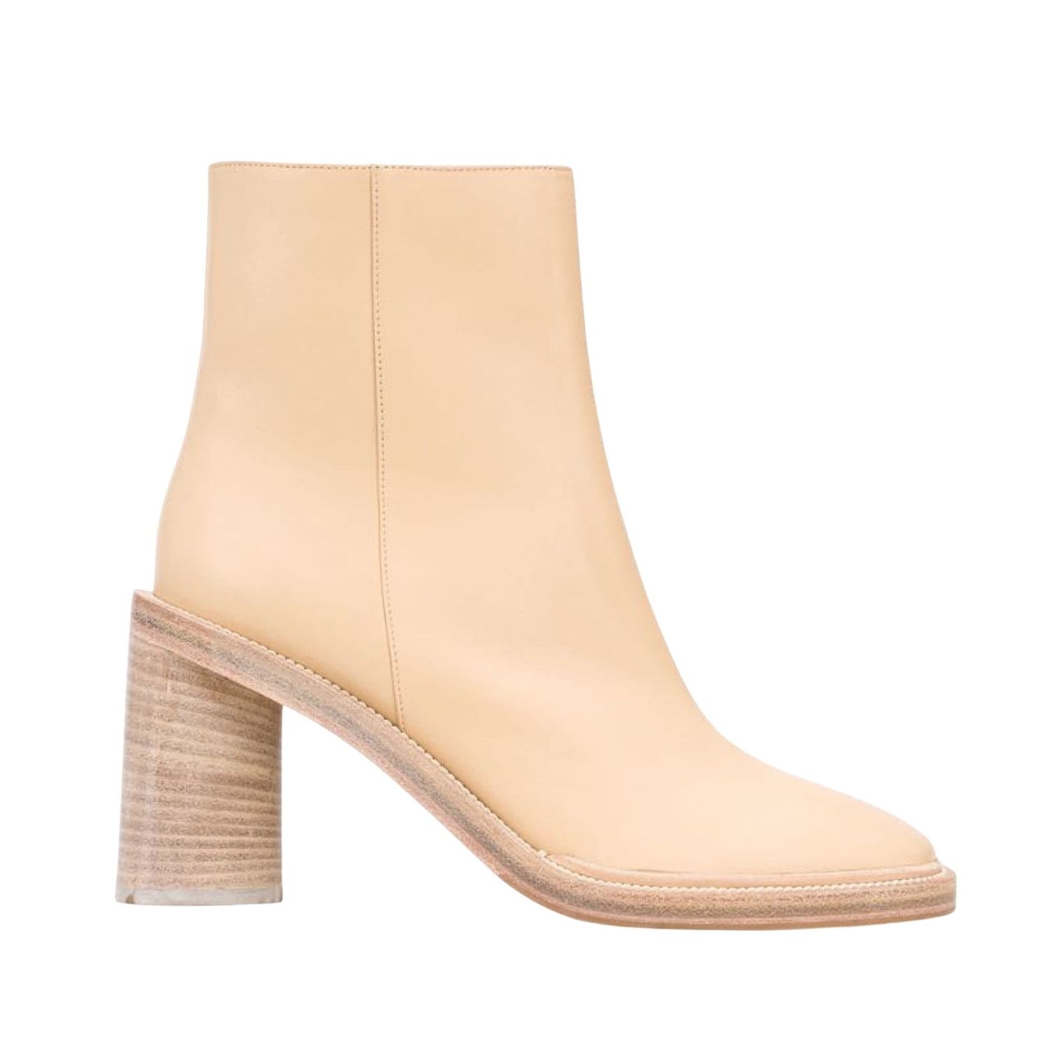 ACNE STUDIOS BEIGE LEATHER BLOCK HEEL BOOT (37 EU)