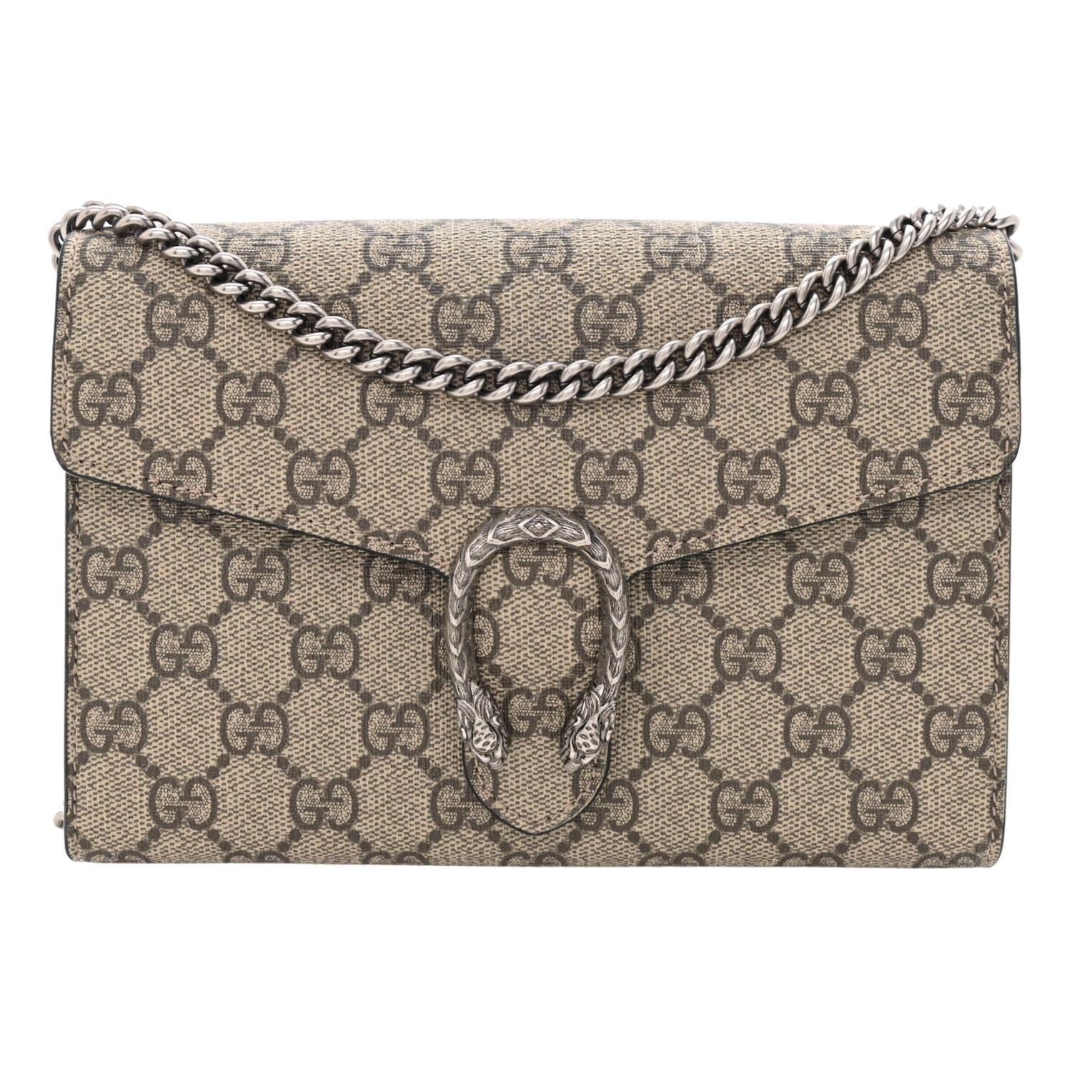 GUCCI GG SUPREME MONOGRAM MINI DIONYSUS CHAIN WALLET BEIGE