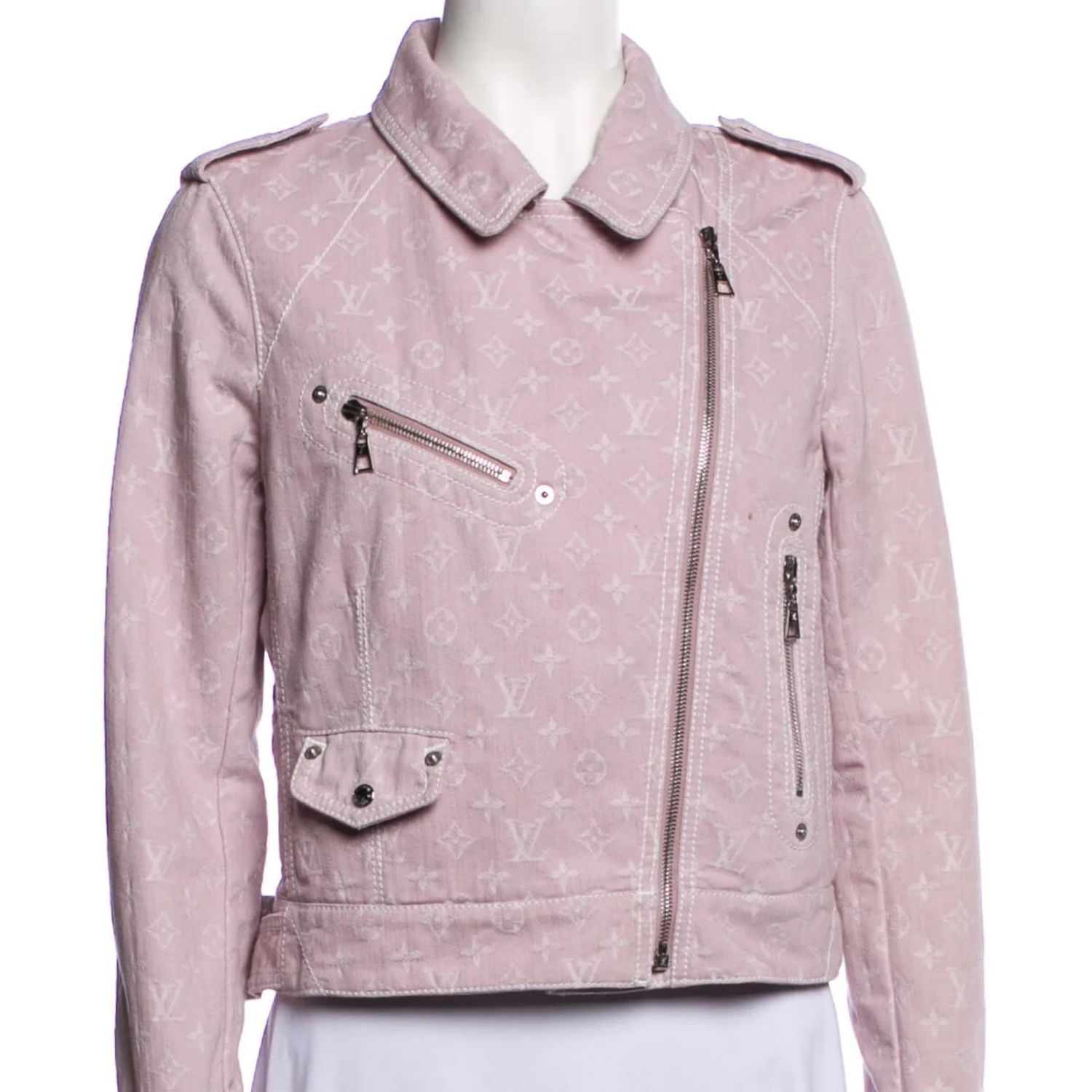 LOUIS VUITTON LILAC MONOGRAM DENIM BIKER JACKET 2007 (MEDIUM)
