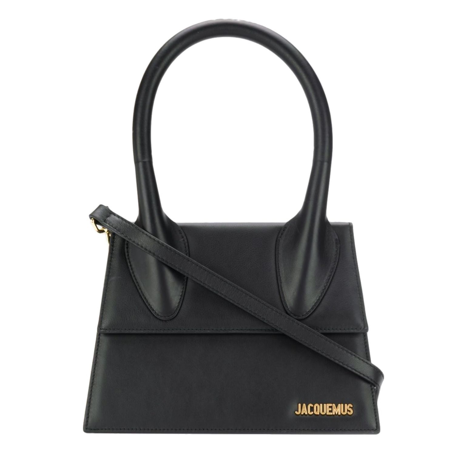 JACQUEMUS LE GRAND CHIQUITO BLACK LEATHER TOP HANDLE BAG