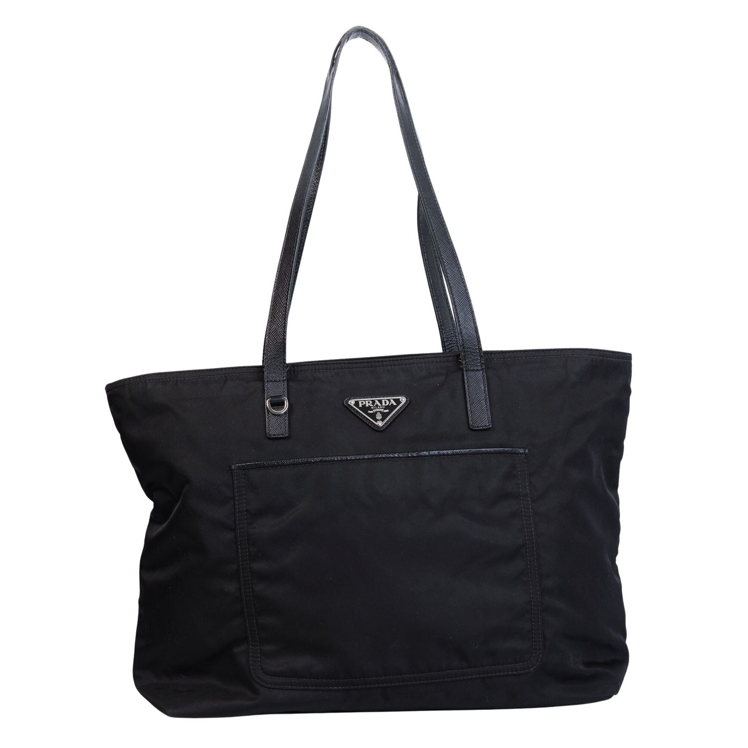 PRADA BLACK NYLON TESSUTO VELA NERO TOTE BAG MM